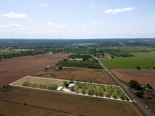 drone / aerial view with a rural view