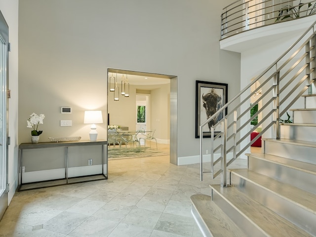 8300 Chalk Knoll Dr, Austin, TX 78735 - entryway with stairway and a towering ceiling
