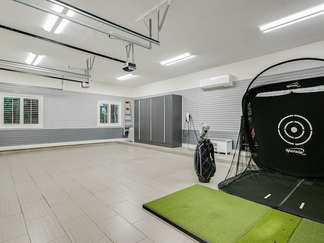 8300 Chalk Knoll Dr, Austin, TX 78735 - garage featuring an AC wall unit and a garage door opener