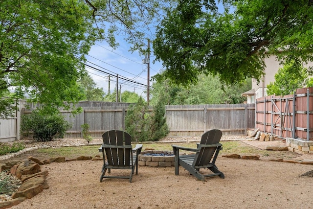 2812 Cascade Falls Dr, Austin, TX 78738 - fenced backyard featuring an outdoor fire pit