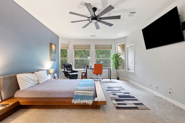 2812 Cascade Falls Dr, Austin, TX 78738 - bedroom featuring an office area, carpet, and a ceiling fan