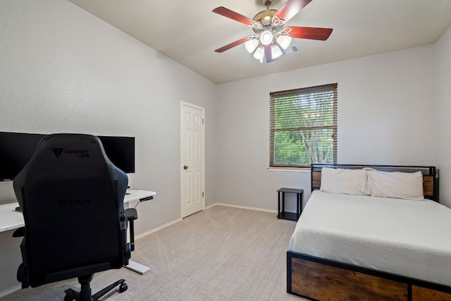 2812 Cascade Falls Dr, Austin, TX 78738 - bedroom with a desk, light carpet, and a ceiling fan