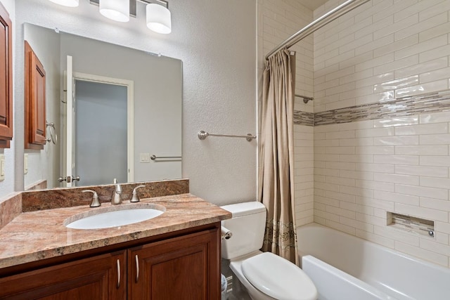 2812 Cascade Falls Dr, Austin, TX 78738 - bathroom with vanity, shower / bath combo, and a textured wall