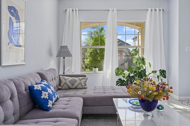 living room with baseboards