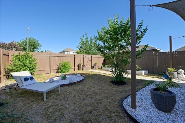 view of yard with a fenced backyard