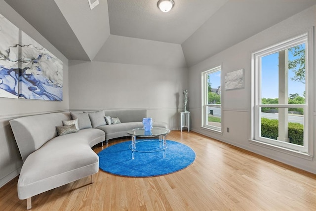 6659 Whitemarsh Valley Walk, Austin, TX 78746 - living room featuring wood finished floors and vaulted ceiling