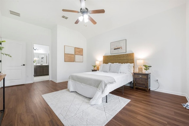 1812 Hidden Springs Path, Round Rock, TX 78665 - bedroom featuring lofted ceiling, visible vents, baseboards, and wood finished floors