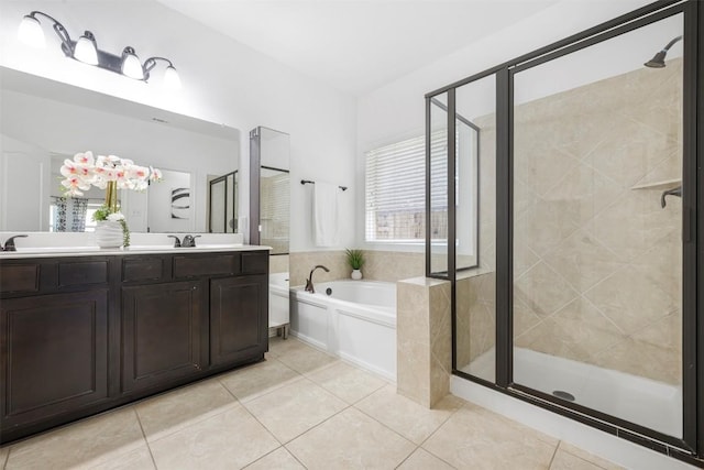 1812 Hidden Springs Path, Round Rock, TX 78665 - full bathroom with a shower stall, a garden tub, and tile patterned flooring