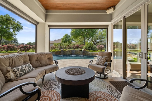 27435 Waterfall Hill Pkwy, Spicewood, TX 78669 - sunroom with wood ceiling