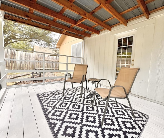 deck featuring fence