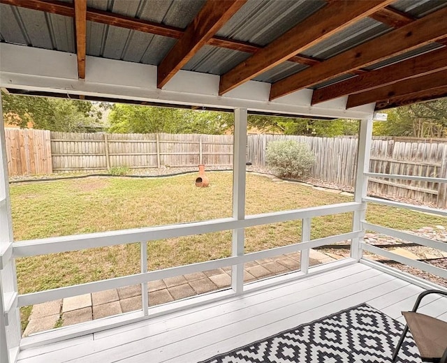 view of unfurnished sunroom