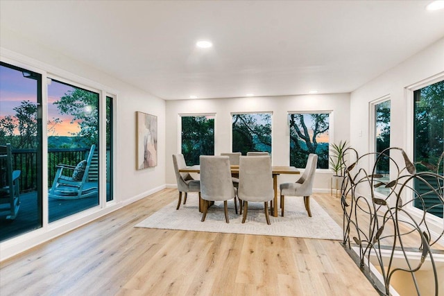 8105 Bell Mountain Dr, Austin, TX 78730 - dining space featuring light wood-type flooring and recessed lighting