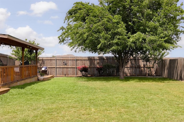 view of yard featuring a fenced backyard
