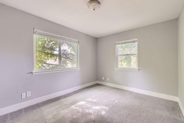 carpeted spare room with a wealth of natural light and baseboards