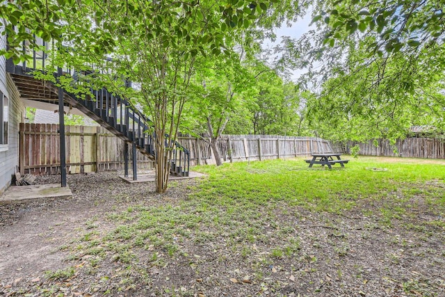 view of yard with a fenced backyard