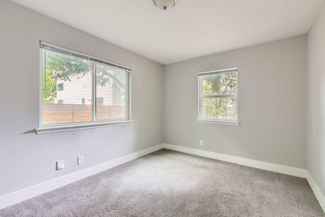 unfurnished room featuring baseboards and carpet flooring