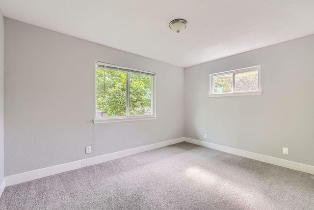 carpeted empty room featuring baseboards and a healthy amount of sunlight