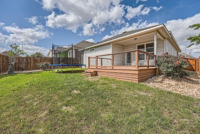 11509 Brindle Ct, Manor, TX 78653 - back of property with a trampoline and a deck
