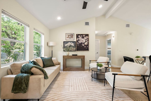 4709 Bandera Rd, Austin, TX 78721 - living area with ceiling fan, recessed lighting, attic access, and wood finished floors
