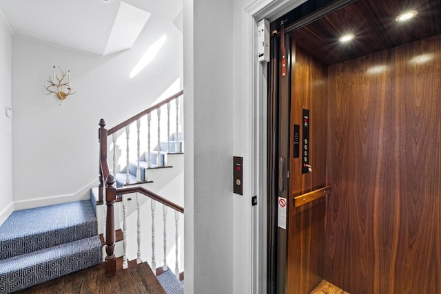 2702 Hillview Green Ln, Austin, TX 78703 - staircase with elevator and recessed lighting