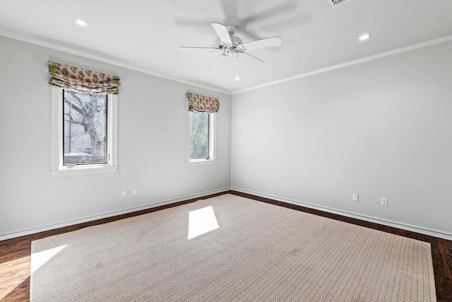 2702 Hillview Green Ln, Austin, TX 78703 - unfurnished room featuring crown molding, ceiling fan, and recessed lighting