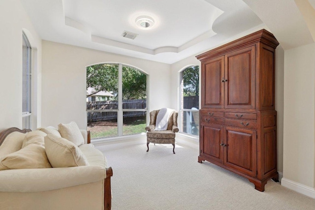1900 Val Verde Dr, Austin, TX 78732 - sitting room featuring a raised ceiling, visible vents, and light carpet