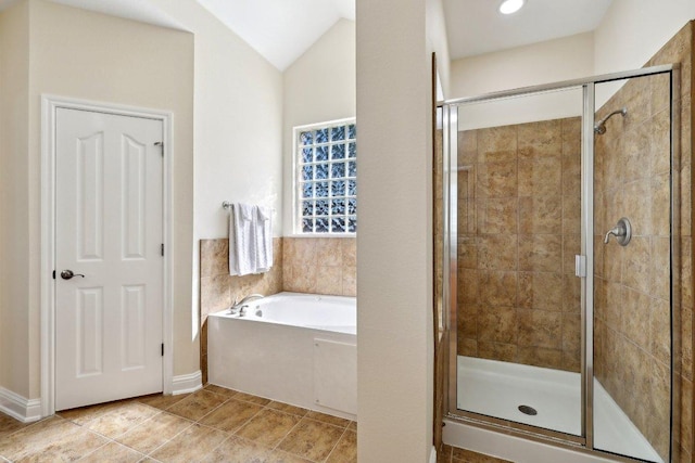 1900 Val Verde Dr, Austin, TX 78732 - full bath with tile patterned floors, a shower stall, and a bath