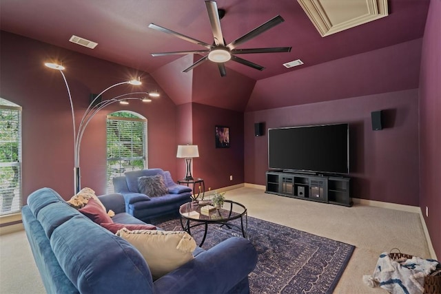 2418 Silent Brook Trl, Round Rock, TX 78665 - carpeted living room with a ceiling fan and baseboards