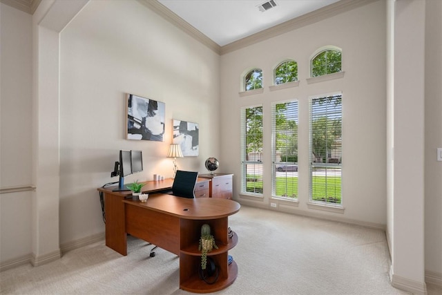 2418 Silent Brook Trl, Round Rock, TX 78665 - carpeted office space with ornamental molding and baseboards