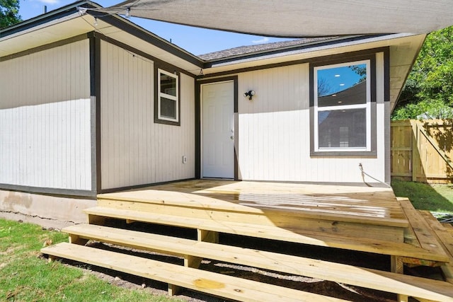 8121 Almondsbury Ln, Austin, TX 78748 - view of exterior entry featuring a wooden deck