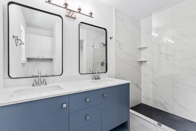 8121 Almondsbury Ln, Austin, TX 78748 - bathroom with a marble finish shower and double vanity