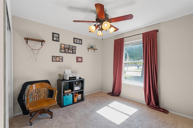4302 Kings Canyon Dr, Taylor, TX 76574 - sitting room with ceiling fan and carpet floors