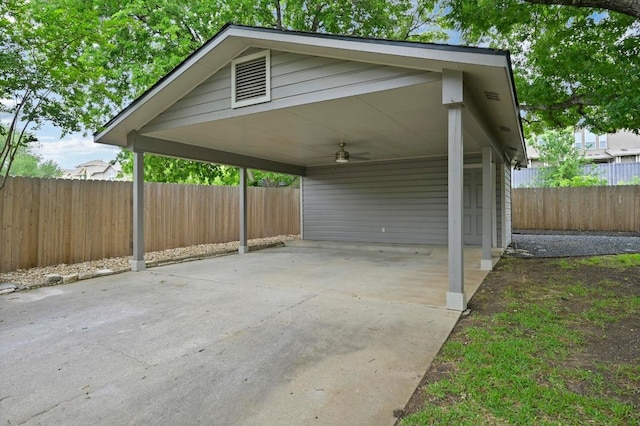 7313 Grover Ave, Austin, TX 78757 - view of patio / terrace with ceiling fan and driveway