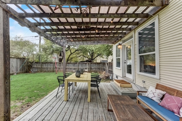 1606 W 14th St, Austin, TX 78703 - wooden terrace featuring outdoor dining area and a pergola