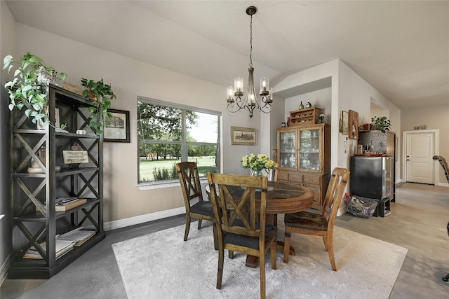 19908 Victoria Chase Rd, Lago Vista, TX 78645 - dining room with a chandelier and lofted ceiling