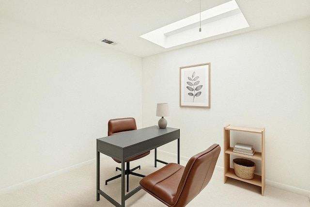 6610 Mesa Hollow Dr, Austin, TX 78750 - office area with a skylight, carpet floors, and baseboards