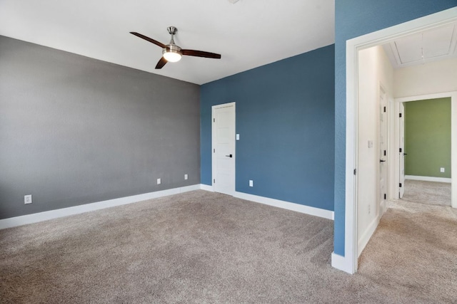 7617 Carver Ave Unit 1, Austin, TX 78752 - spare room featuring attic access, ceiling fan, carpet floors, and baseboards