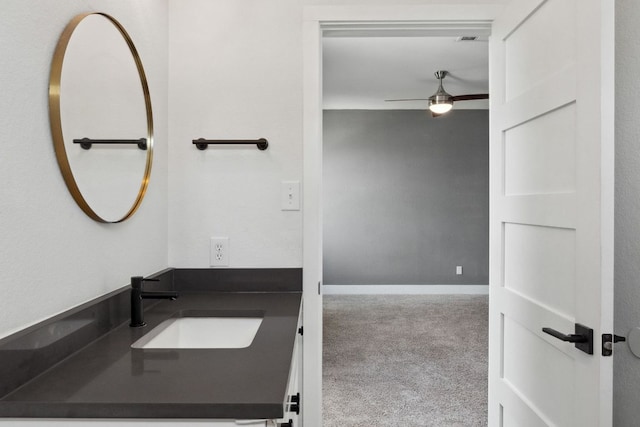 7617 Carver Ave Unit 1, Austin, TX 78752 - bathroom with ceiling fan and vanity