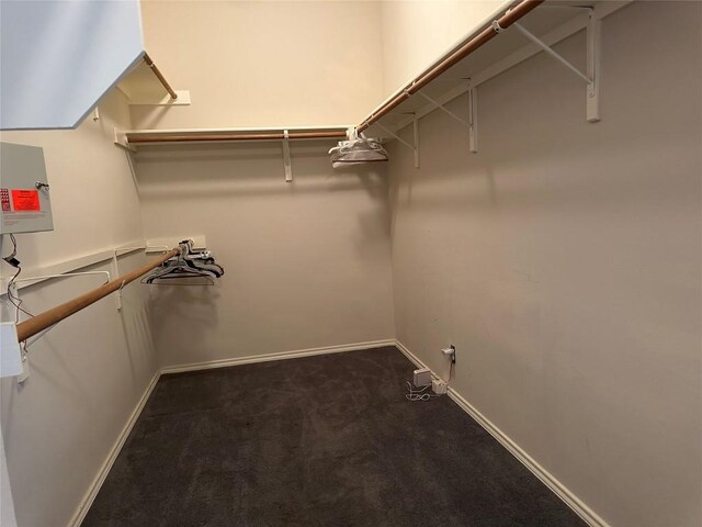 spacious closet with dark carpet