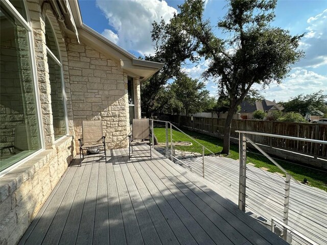 deck featuring a fenced backyard