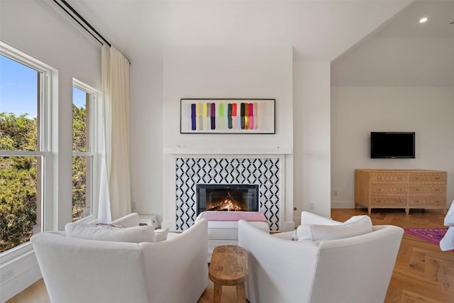 4014 Walnut Clay Dr, Austin, TX 78731 - living room with a tile fireplace and recessed lighting