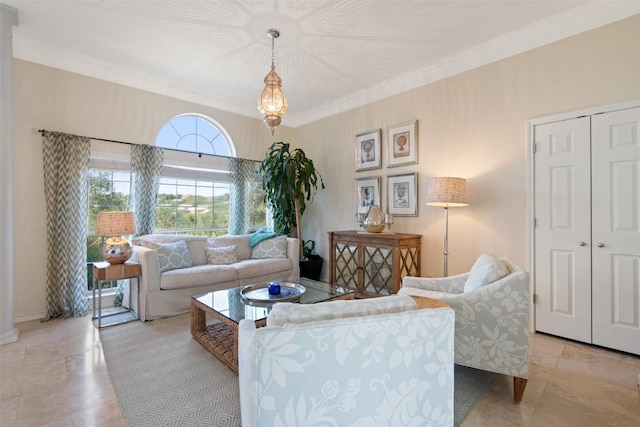 4014 Walnut Clay Dr, Austin, TX 78731 - tiled living area featuring crown molding