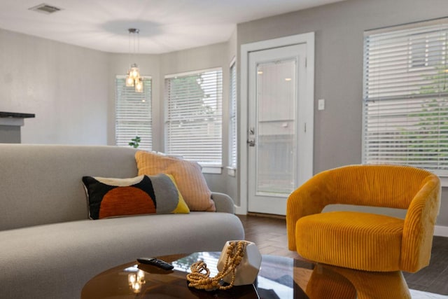 living room with visible vents