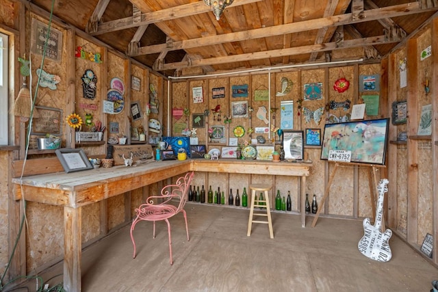 bar featuring a workshop area