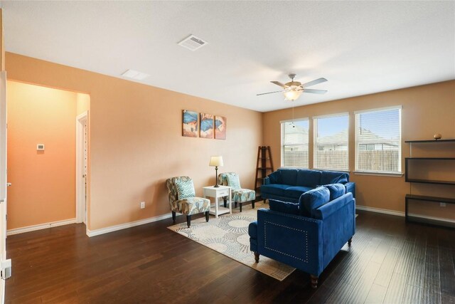 345 Coba St, Leander, TX 78641 - living area with a ceiling fan and wood finished floors