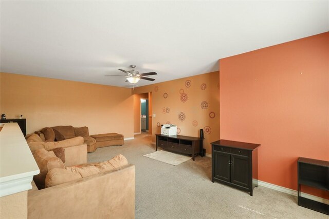 345 Coba St, Leander, TX 78641 - living room with light colored carpet and a ceiling fan