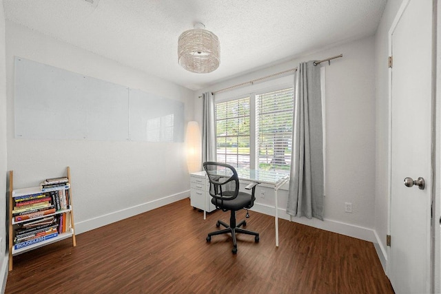 3212 Darnell Dr, Austin, TX 78745 - office area with wood finished floors and a textured ceiling