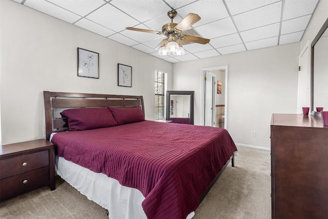 7557 Chaparral Rd, Killeen, TX 76542 - bedroom with a paneled ceiling, baseboards, carpet, and ceiling fan
