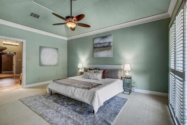 36 Cottondale Rd, The Hills, TX 78738 - carpeted bedroom featuring ornamental molding, multiple windows, baseboards, and a ceiling fan
