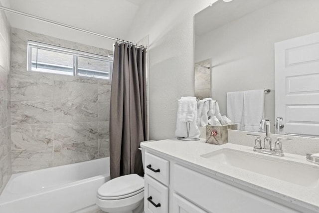 185 Dogvane Cir, Kyle, TX 78640 - bathroom with toilet, shower / tub combo with curtain, and vanity